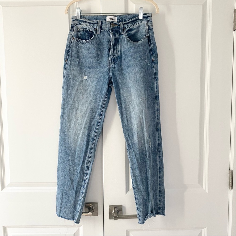 Pistola High Rise Button Up Straight Jeans